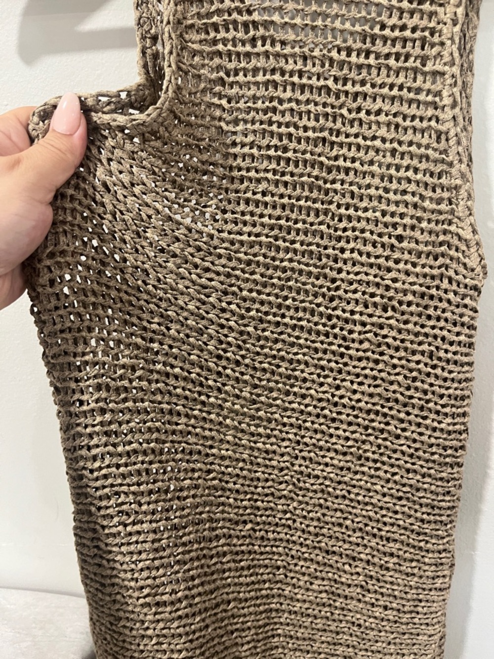 Vince Open-Weave Sleeveless Top in Taupe - Picture 5 of 8
